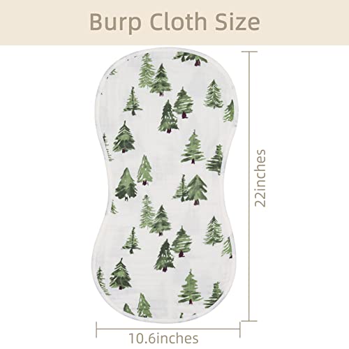 Image of LifeTree Muslin Baby Burp Cloths - Soft 2 Pack Viscose from Bamboo Cotton Large 22'' by 10.6'' Absorbent Milk Spit Up Rags - Burping Cloths for Newborn, Girls Boys, Woodland Animals & Pine Tree