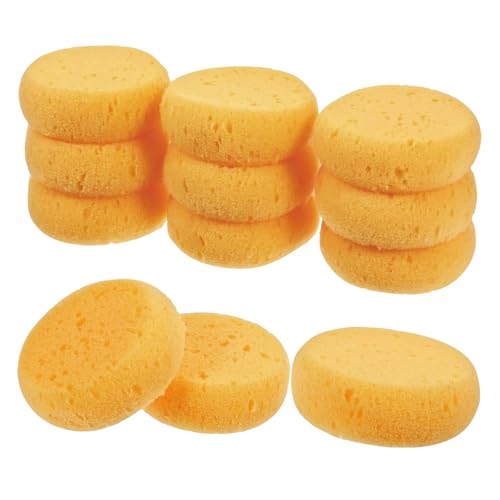 12 Pcs Pottery Sponges 2.75 inch Yellow Round Sponges for Clay Art Painting & Crafts Tack Cleaning Sponges for Household & Leather Care