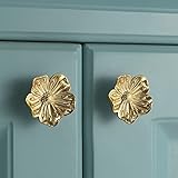 A/A Flower Shape Brass Cabinet Knobs for Cabinet Drawer Cupboard Dresser Pulls Handle Single Hole Ha