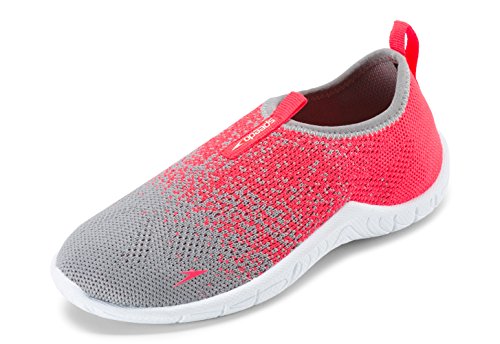 Speedo Kids' Water Shoe Surf Knit Discontinued, Frost Grey/Flame, 11 Kids US