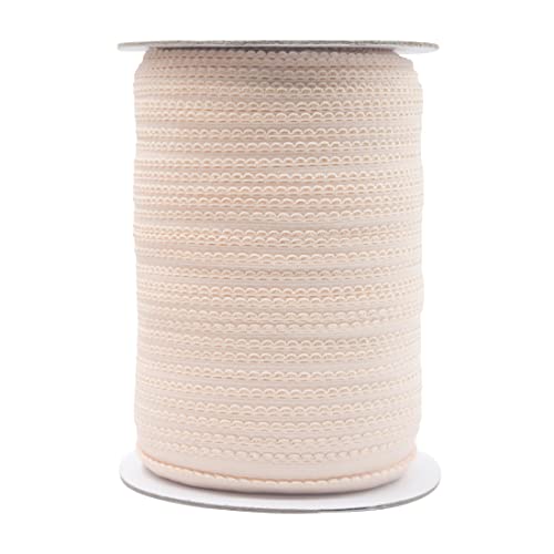 Bristlegrass Picot Loop Elastic Band for Sewing 3/8" 10mm Roll Spool Decorative Frilly Lace Stretchy Ribbon for Lingerie Underwear Sewing Trim (F-3/8 Inch x 50 Yards,Nude)