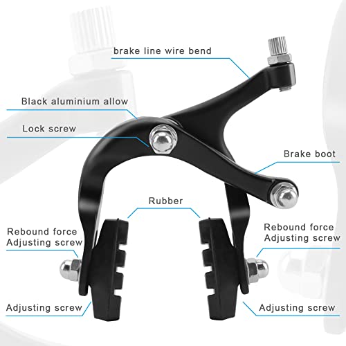 BicycleStore Bike Brake Kit, 6 Pieces Bicycle Brake Levers Set Aluminum Alloy Bicycle Accessories Front and Rear Bike Brake Cable with Callipers Levers Cables for Most Road Bike