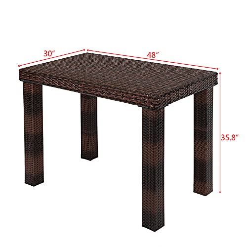 Moonhome 7 Piece Outdoor Dining Set,Wicker High Dining Furniture Set Table & 4 Stools Brown Gradient #TOP5