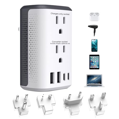 Voltage Converter Us to Europe, 220v to 110v Power Converter Combo, European Plug Converter 2300w Travel Adapter Worldwide, Step Down European, Travel Adapter Worldwide.