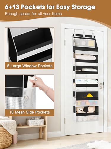 Criusia Over the Door Organizer, Heavy-Duty 6-Shelf Hanging Storage with 13 Mesh Pockets, 55lbs Capacity Behind the Door Storage for Nursery, Bathroom, Bedroom, and Dorm, Black by Criusia - Image 10