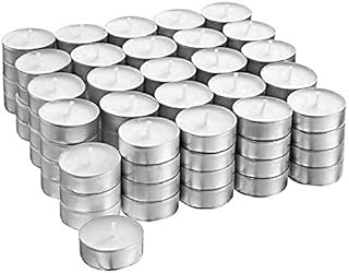 REQUISITE NEEDS Tea Lights 4 Hour Long Burn Night Unscented Light Candles[Pack of 96]
