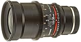 Lieferumfang : Samyang 35mm T1.5 VDSLR AS UMC II Objektiv für Anschluss Sony E-Mount; Sonnenblende; Schutzdeckel für Linse und Anschlussgewinde; Objektivschutzbeutel; Anleitung