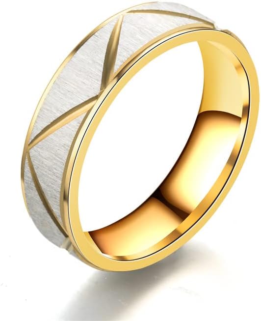 Size 7 Fashion Gold Rings, Promise Ring for Men and Women Stainless Steel, Wedding Anniversary Statement Waterproof Ring Gifts for Couple Women Men, Valentine's Day Gifts.