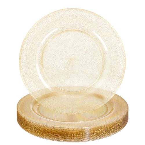 WDF 25PCS Glitter Gold Charger Plates - 12inch Gold Charge for Dinner - Thanksgiving Chargers for Wedding/Thanksgiving Party/Christmas WDF 25PCS Glitter Gold Charger Plates - 12inch Gold Charge for Dinner - Thanksgiving Chargers for Wedding/Thanksgiving Party/Christmas