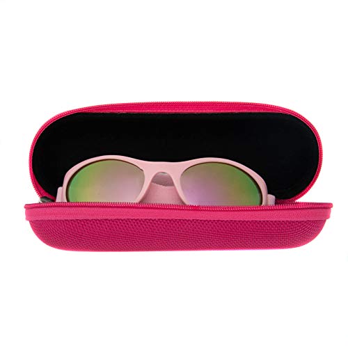 Baby Solo Original Baby Sunglasses Safe, Soft, Adorable Durable Case Included (0-36 Months, Matte Pink Frame Rose Gold Mirror Lens)