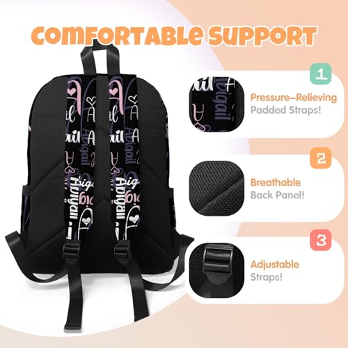 Custom Backpack for Girls Boys, Lightweight Backpack Set with Optional Lunch Bag Pencil Case, Personalized Schoolbag with Name 10-12, Back to School Supply, Optional Reflectives, Violet2