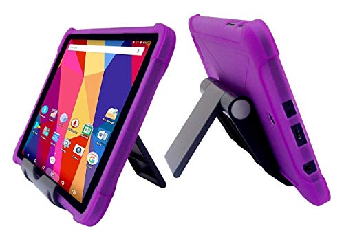 FastSun Alcatel A30 8-inch Tablet Case, Protective TPU Case Semi-Transparent Cover for T-Mobile Alcatel A30 8-inch Tablet Model 9024W 2017 (Black Stand + Purple Case)