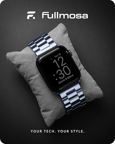 Image of Fullmosa Metal Band with Case for Apple Watch 42mm Series 11 10 | Stainless Steel Strap for Men Women Professional Office Blue Grey