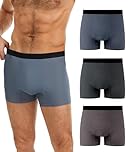 SUNCHIRI Washable Mens Incontinence Pants, Leakproof Boxer Briefs for Bladder Control, Regular Absorbency Modal Underwear Trunks 3 Pack (L, Multicolor01)