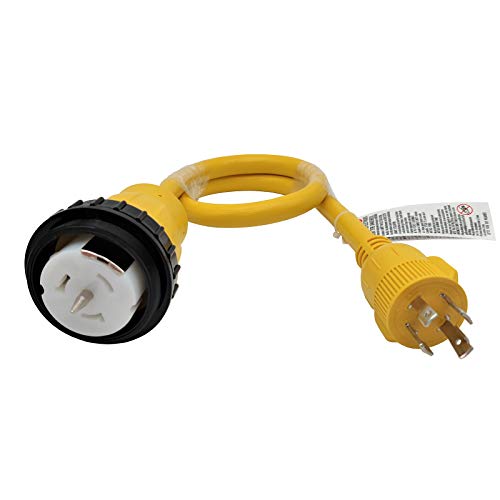 Parkworld 62176 Shore Power Adapter Generator 30A L14-30P Male to Marine 50A SS2-50R Female with Locking Ring (3FT) by Parkworld - Used condition - US$25.39