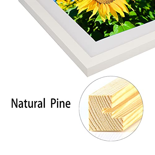 Mxtallup 12X16 Diamond Painting Frames Wood ,Display Pictures 10X14 Inch/25X35 Cm With Mat Or 12X16 Inch /30X40 Cm Without Mat, Diamond Art Picture Frame 30X40 Photo Frame Natural Solid Wood White (Tyk0022) #TOP3