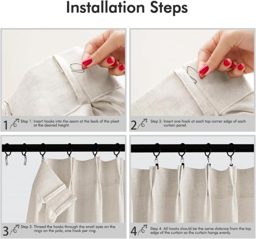 ANRODUO Beige Pinch Pleated Linen Curtains 80 Inches Long 2 Panels by ANRODUO - Used condition - Image 9