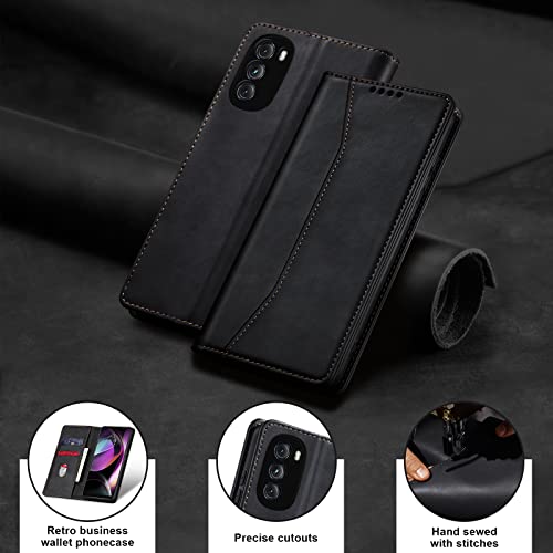 Image of Jasonyu Flip Wallet Case for Moto G 5G (2022),Black