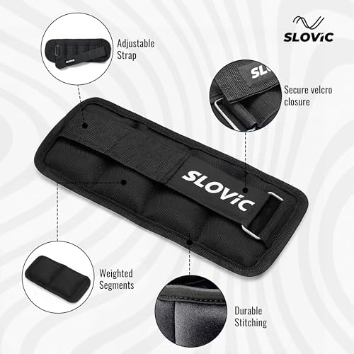 Image of Slovic Ankle Weights 2 KG [2 x 1 KG] for Legs | Adjustable Leg Weights | Extra Weight for Leg Exercise for Men & Women | Strength Training Weight for Walking, Running, Gym, Physical Therapy