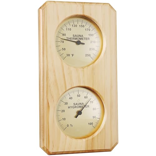 Foxyoo Sauna Thermometer Fahrenheit Accessories - Thermometer and Hygrometer Gauge 2 in 1,Thermostat Measurement Infrared Sauna Room,? Vertical