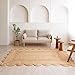 HOMEMONDE Natural Hand Woven 8x10 ft Braided Jute Rug Scalloped Boho Rustic Indoor Farmhouse Area Rugs for Bedroom, Living Room, Dining Room