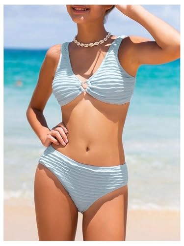 Image of SOLY HUX Girl's V Neck Ring Linked Bikini Sets Bathing Suits Two Piece Swimsuit