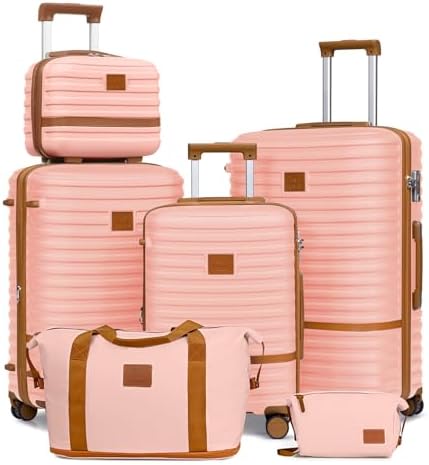 Joyway Luggage Set 3 Piece Suitcase Sets, Expandable Carry on Luggage with Spinner Wheel, Hard Shell Luggage Set with TSA Lock, Black brown, 4 piece set (13/20inch), Hardside Expandable Travel Laggage 26