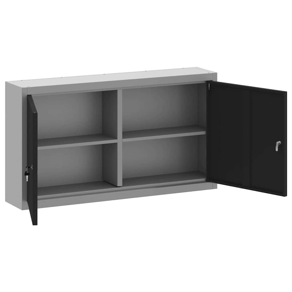 vidaXL Armario de Herramientas Negro y Gris 100 x 20 x 55 cm, Banco de Trabajo, Armario metálico para Herramientas, estantes Ajustables, organización práctica, diseño Moderno