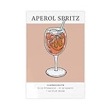 SDKAHKZO Aperol Spritz Kunstdruck, Barwagen, Dekoration, Cocktail-Poster, Leinwand, Wanddekoration, Poster, Zuhause, Bar, Restaurant, Garage, Café, Geschenk, 30 x 45 cm