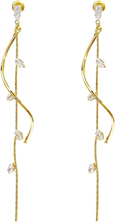 Women's gold earrings, 14K gold-plated tassel earrings women's fashion hypoallergenic long-chain earrings exquisite zircon water drop earrings elegant wedding fashion women's jewelry.