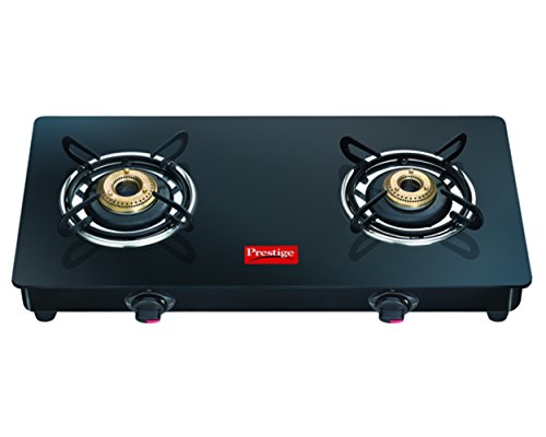 Prestige Glass Marvel Manual 2 Burner Gas Stove (Black)