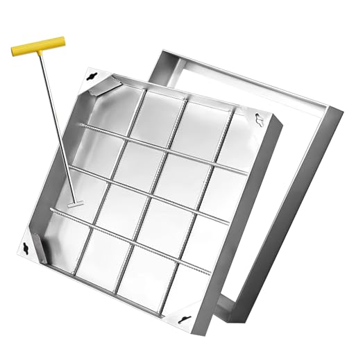 Stainless Steel 304 Square Floor Access Door Freely Opening Recessed Design Silver h Various Sizes (80x80cm/32x32in) for and Secure Indoor/Outdoor Use