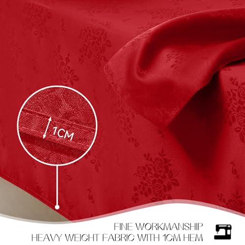 Romanstile Red Rectangle Tablecloth - Jacquard Waterproof Rose Floral Pattern Decorative Table Cloth, Damask Heavy Weight Fabric Table Covers for Dining/Kitchen/Valentine's Day - 60 x 104 Inch by Romanstile - Image 4