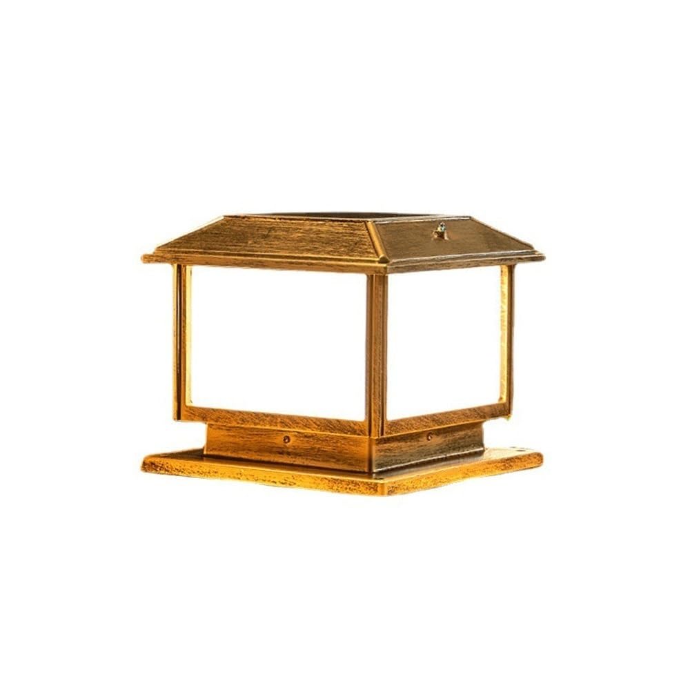 Nowoczesne lampy solarne na słupki, odporne na deszcz, oświetlenie na słupki ogrodzeniowe z akrylowym kloszem, do ogrodu i na patio(Brass,X-Large)