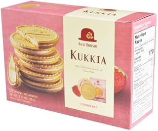 KUKKIA Strawberry 10ct/Box - Whipped Starawberry Chocolate Cream Sandwitched with Wafer(Gaufrette) and Crispy Cookie