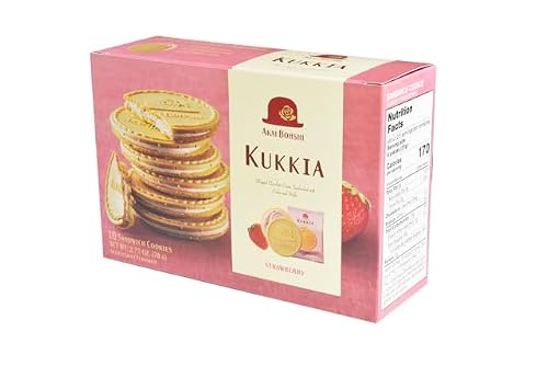 KUKKIA Strawberry 10ct-Box - Whipped Starawberry Chocolate Cream Sandwitched with Wafer(Gaufrette) and Crispy Cookie