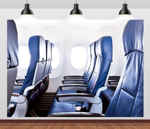 Loccor 7x5ft Fabric Airplane Backdrop Airplane Seats Photography Background Aircraft Window Airplane Interior Cabin Backdrops Plane Travel Theme Birthday Party Decorations Kids Adult Photoshoot Props