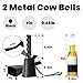 2 Pcs Cow Bell Steel Cowbells 9 inch Cowbell Noise Makers Cheering Hand Bell with Wrist Strap for Sports Events,Football Games,Party,Farm, Musical Instruments (Black)