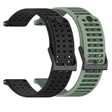 Huwokxix 22mm Cinturini Compatibile con Suunto Vertical 2/Vertical 1/Race 2/RUN/Race S/Race,Sport in Silicone Regolabili Band Sostituzione Braccialetto (Nero + Verde abete)