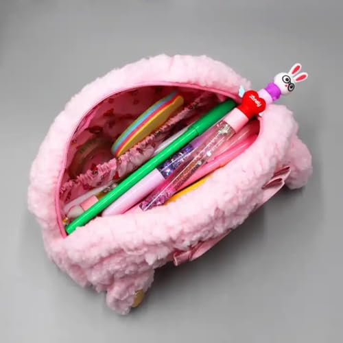 Estojo Maquiagem/Material Escolar Necessaire Bixinho Pelúcia Rosa Premium MARCAMI