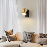 HARPER LIVING Regulowany reflektor ścienny z włącznikiem/wyłącznikiem, obrotowa, pojedyncza lampa GU10 – lampa ścienna do wnętrz w kolorze matowej czerni i złota, idealna do sypialni, korytarza
