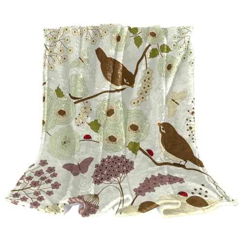 Couverture microfibre douce oiseaux : finis les frissons sur le canapé