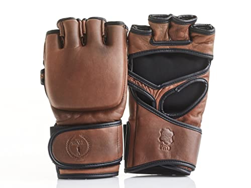 Pro Heritage Brown Leather Mma Gloves - Genuine Full-Grain Cow Leather (Small/Medium) #TOP18
