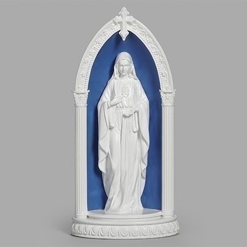 Roman Immaculate Heart of Mary, 8.25-inch Height, Resin, Stone Mix, LED, Home, Home Décor