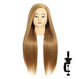 FUGUIRENHAIR 30' Real 80% Human Hair Mannequin Head Styling Training Manikin Cosmetology Doll Head with Stand