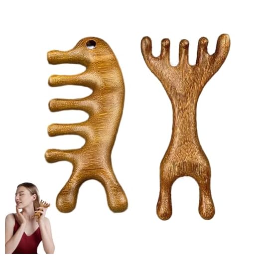HABNI 2 Pcs Peine De Masaje Masajeador De Cuero Cabelludo De Madera Dos Estilos Diferentes Cepillo Masajeador Cuero Cabelludo Diseño Ergonómico Para Relajación Y Estimulación Capilar Masajeador