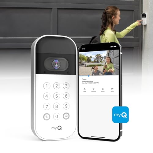 Chamberlain VKP1-MYQ Smart Garage Door Video Keypad With Wide-Angle Camera,Customizable Pin Codes,And Smartphone Control–Take Charge Of Your Garage Access Works With Chamberlain, Liftmaster And Craftsman Openers,White thumb #1