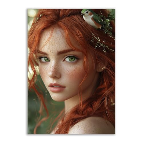 Décoration murale maximaliste TERUEA affiche portrait femme rousse 70x100cm