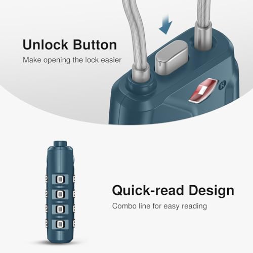 Image of Puroma TSA Approved Luggage Lock, 4 Digit Combination Travel Locks Resettable Code Lock with Zinc Alloy Body for Suitcase, Toolbox, Backpack, Bag, Gym Locker, Basic Blue Peacock