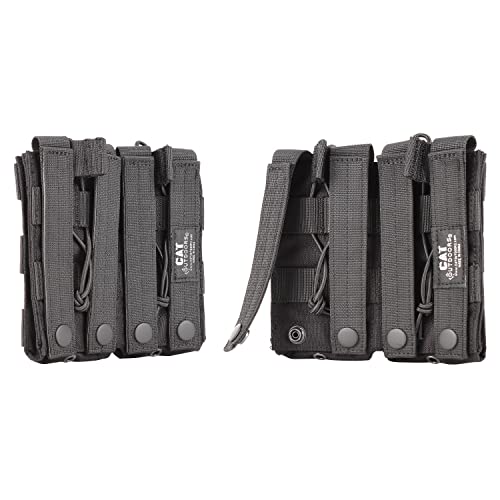 Cat Outdoors Molle Mag Pouch - Double/Triple Holder For Ar 15 M4 M16 Ak 5.56 308 Type Airsoft Ammo Rifle - Open-Top Tactical Molle Magazine Pouches - 3 Mag Pouch Carrier (Double-Multicam) #TOP3
